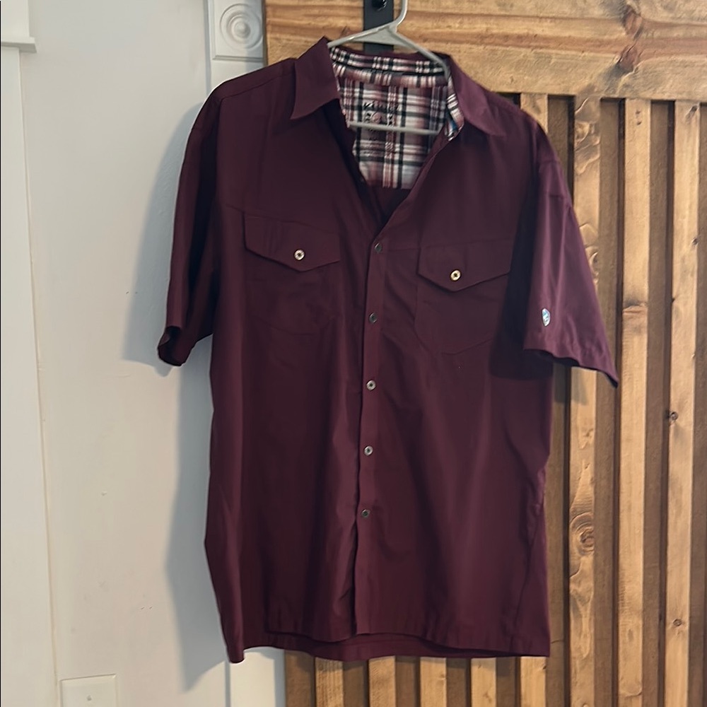 KUHL Men's Burgundy Short Sleeve Shirt